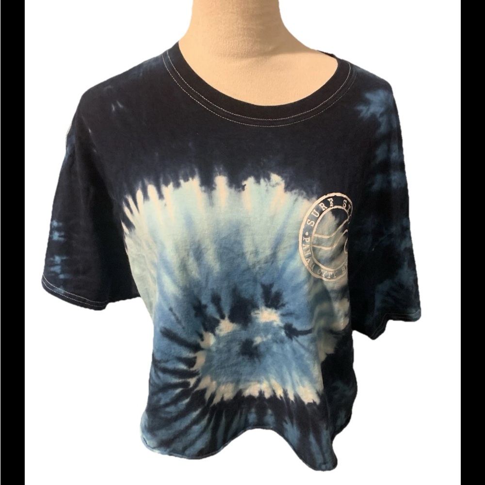 Panama City Beach Surf Style Cropped Tee By Surf Style Blue Tye Dye XL